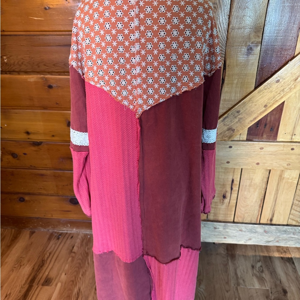 POL Mixed Pink & Rust Patchwork Trench Coat - Picture 5 of 6
